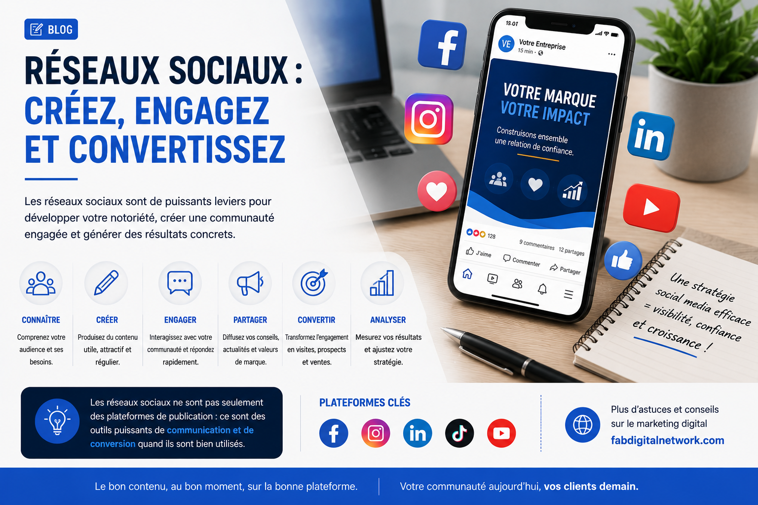 Réseaux sociaux : créez, engagez et convertissez